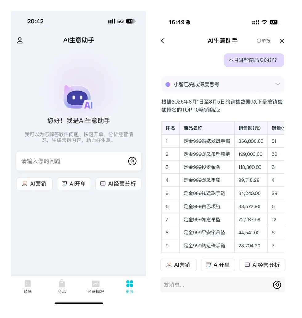 AI生意助手提问与经营分析