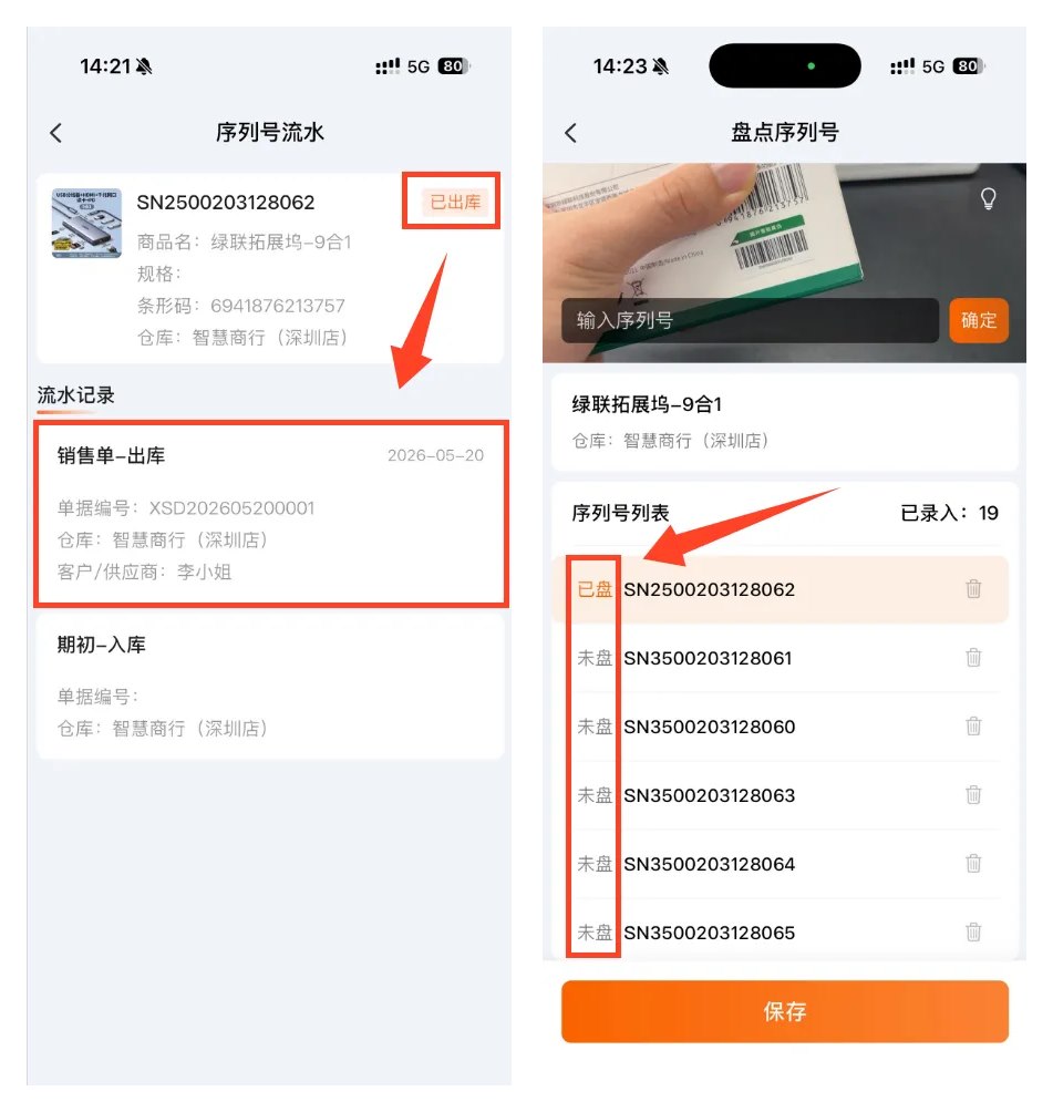 商品序列号查询与盘点调拨